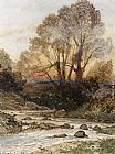 Henri-joseph Harpignies Canvas Paintings - A Rocky Landscape with a Torrent of Water